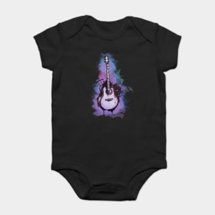 Watercolor Acoustic Guitar Digital Art Baby Bodysuit